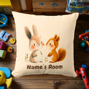 Bunny & Squirrel Woodland Friends   Kids Room Cushion