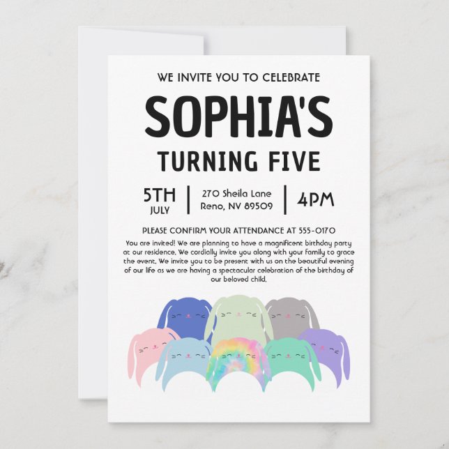 Bunny Squishmallow Birthday Party Invitation (Front)