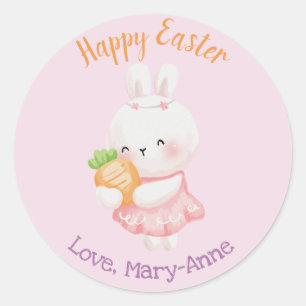 Bunny Stickers (Cute Easter Rabbit with Carrot)