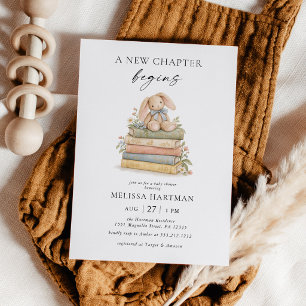 Bunny Storybook A New Chapter Begins Baby Shower Invitation