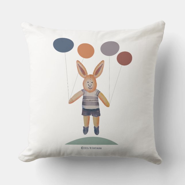 Bunny (stuffed toy) boy with balloons cushion (Front)
