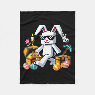 Bunny Sungles Rabbit Eggs Happy Easter Bruh Funny Fleece Blanket