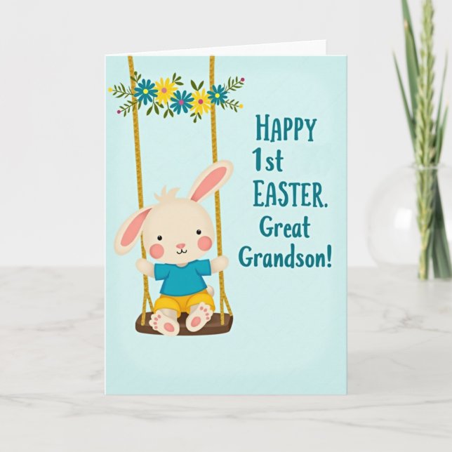 Bunny Swing First Easter Card (Front)