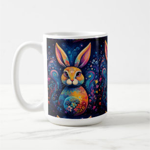Bunny swirls and hearts Blue Coffee Mug