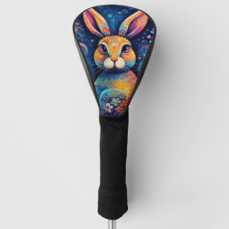 Bunny swirls and hearts Blue Golf Head Cover