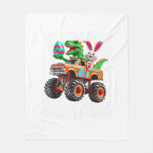 Bunny T-rex Easter Monster Truck Dino Funny Boys K Fleece Blanket