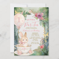 Bunny Tea Party First Birthday Pink Floral Garden