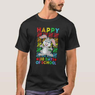 Bunny Teacher Student Happy 100 Days of School T-Shirt