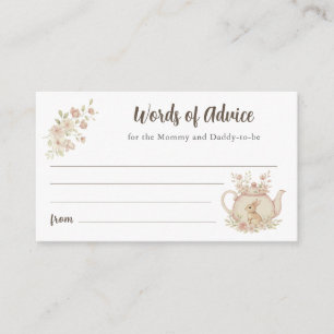 Bunny Teapot Baby Shower Words of Advice  Enclosure Card