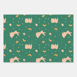 Bunny Themed Wrapping Paper Sheets