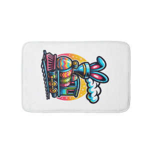 Bunny Train Railroad Easter Egg Kids Toddler Boys  Bath Mat
