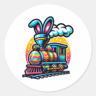 Bunny Train Railroad Easter Egg Kids Toddler Boys  Classic Round Sticker
