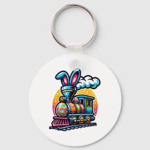 Bunny Train Railroad Easter Egg Kids Toddler Boys Key Ring