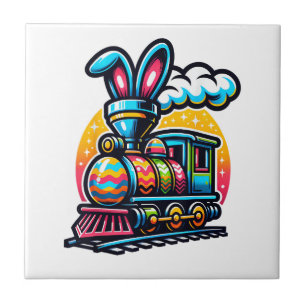Bunny Train Railroad Easter Egg Kids Toddler Boys  Tile