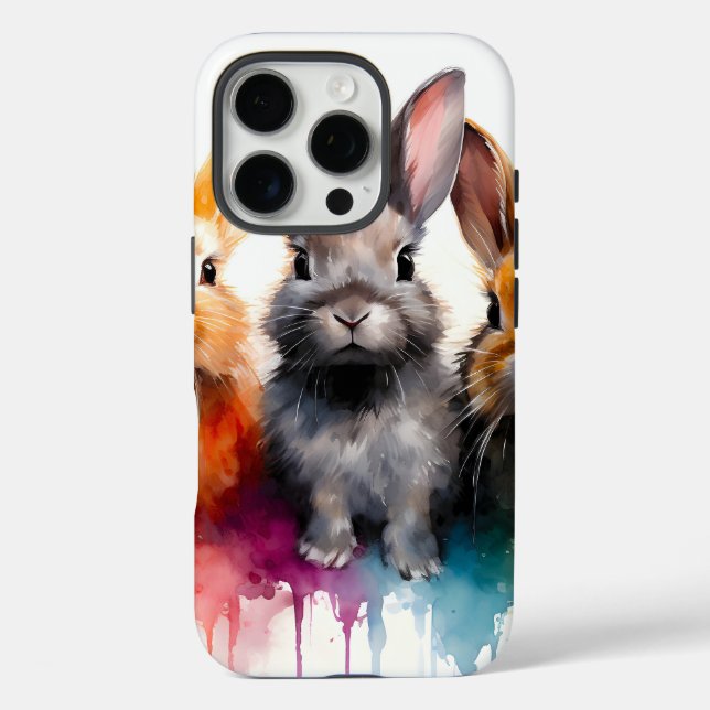 Bunny Trio Watercolor Case-Mate iPhone Case (Back)