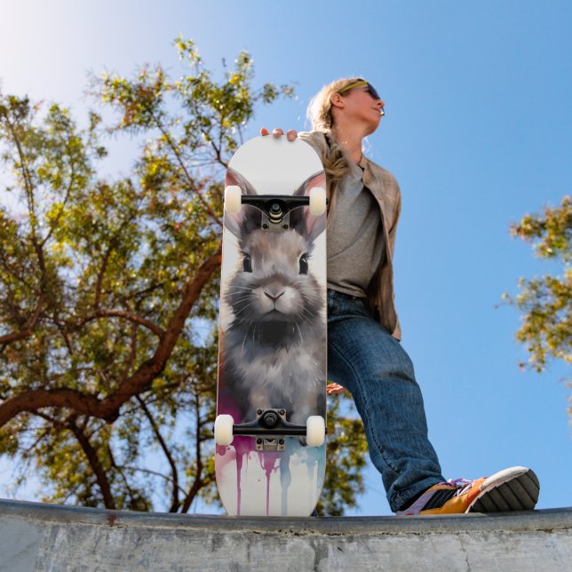 Bunny Trio Watercolor Skateboard (Outdoor 1)