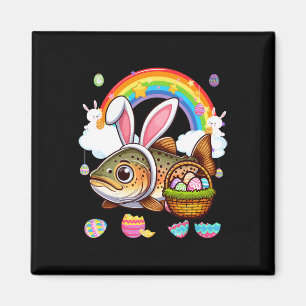Bunny Trout Fish Easter Hunting Eggs Bysket Colorf Magnet