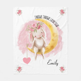 Bunny Twinkle Twinkle Little Star Nursery Rhyme  Fleece Blanket