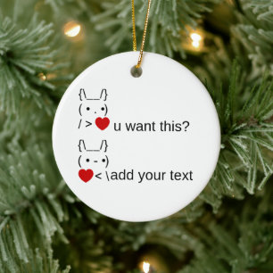 bunny u want this? / Customizable ASCII Text Art Ceramic Tree Decoration