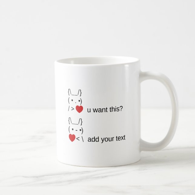 bunny u want this? / Customizable ASCII Text Art Coffee Mug (Right)