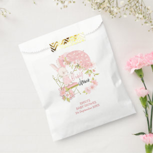 Bunny Umbrella Florals Name Date Girl Baby Shower Favour Bags