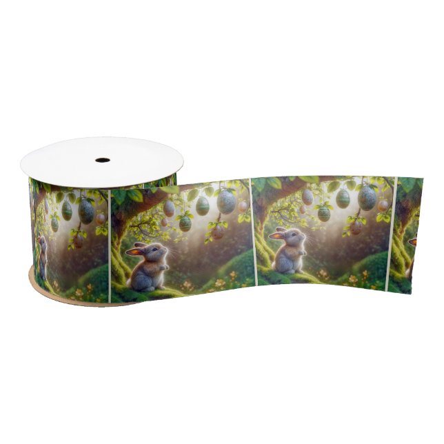Bunny Under An Easter Egg Tree Satin Ribbon (Spool)