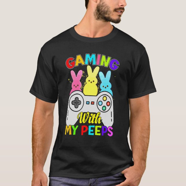 Bunny Video Game Controller Easter Day Gamer Boys T-Shirt (Front)