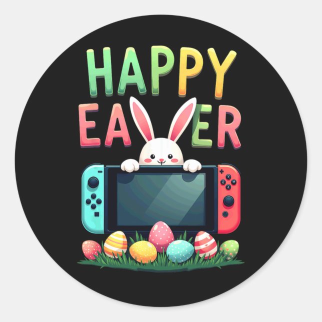 Bunny Video Gaming Gamer Easter Eggs  Classic Round Sticker (Front)