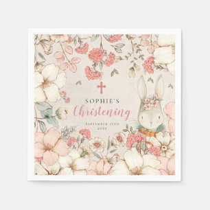 Bunny Vintage Floral Foliage Girl Christening  Napkin