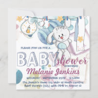 Bunny watercolor beautiful bright Baby Shower