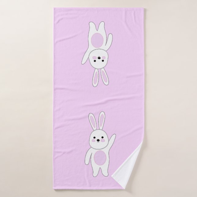 Bunny. White and pink Bath Towel (Bath Towel)