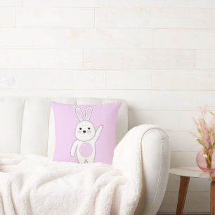 Bunny. White and pink. Cushion