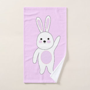 Bunny. White and pink Hand Towel