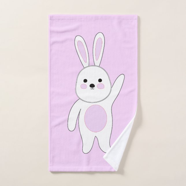 Bunny. White and pink Hand Towel (Hand Towel)