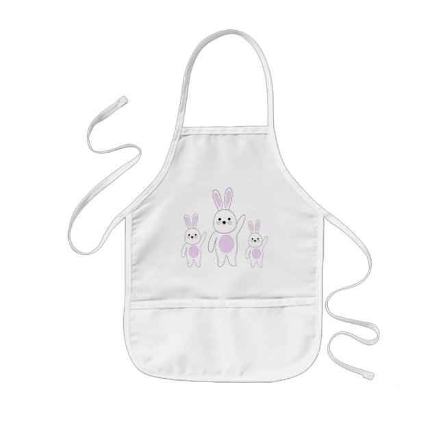 Bunny. White and pink. Kids Apron (Front)