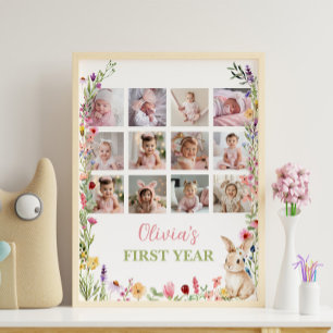 Bunny Wildflower First Year Photo Milestone Sign