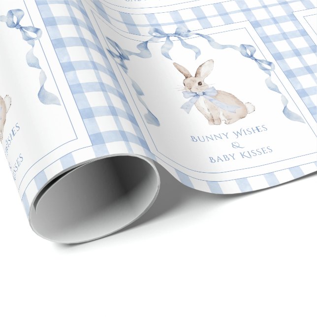 Bunny Wishes & Baby Kisses Baby Shower Wrapping Paper (Roll Corner)
