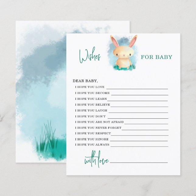 Bunny Wishes for baby card (Front/Back)