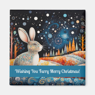 Bunny Wishing You Furry Merry Christmas! Magnet