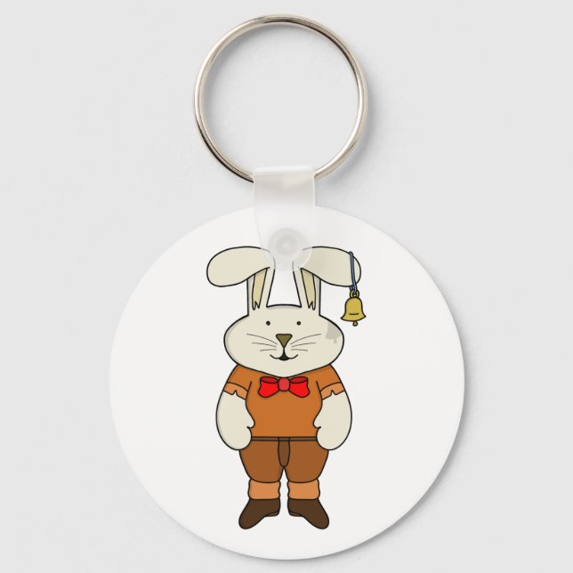 Bunny with a bell in his ear key ring (Front)