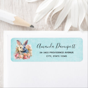Bunny with a Garland of Roses Cute Address