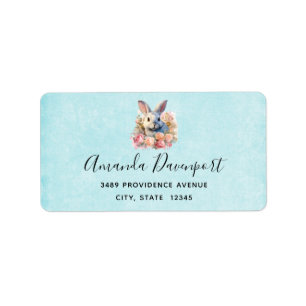 Bunny with a Garland of Roses Cute Address Label