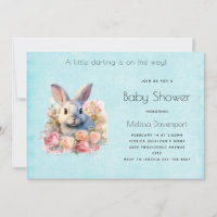 Bunny with a Garland of Roses Cute Baby Shower