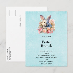 Bunny with a Garland of Roses Cute Easter Invitation Postcard