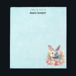 Bunny with a Garland of Roses Cute Notepad<br><div class="desc">A notepad with a watercolor image. A white gray bunny rabbit surrounded by a garland of pink and peach roses. For bunny lovers and Easter themes and birthdays and showers.</div>