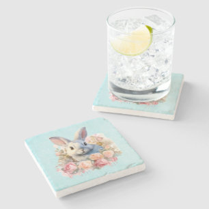Bunny with a Garland of Roses Cute Stone Coaster