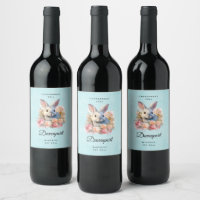 Bunny with a Garland of Roses Cute Wine Making
