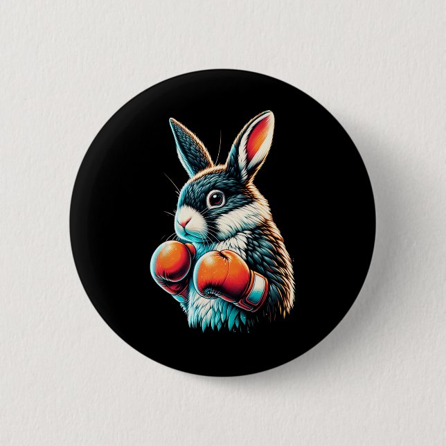 Bunny With Boxing Gloves  6 Cm Round Badge (Front)