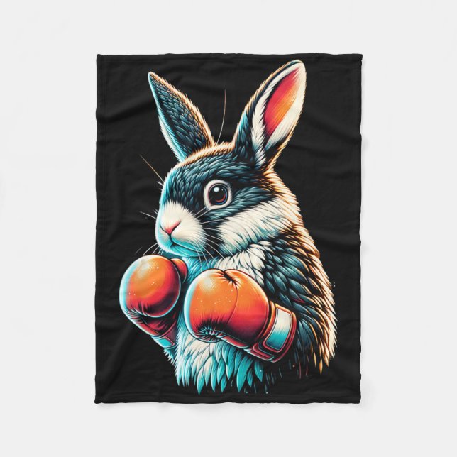 Bunny With Boxing Gloves  Fleece Blanket (Front)