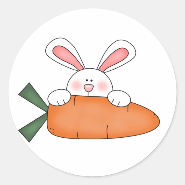 Bunny With Carrot Tshirts and Gifts Classic Round Sticker (Front)